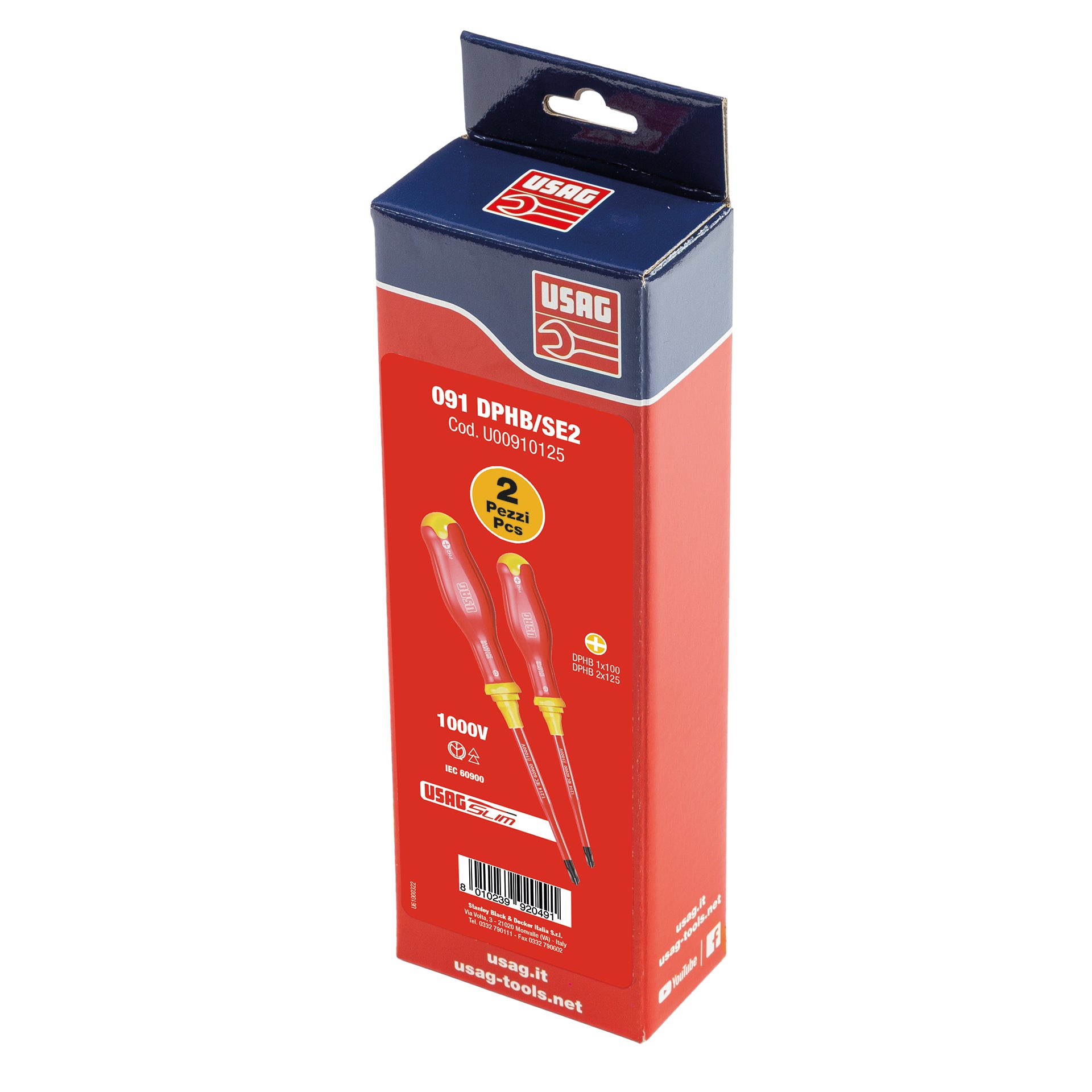 091 DPHB/SE2 - Set of 2 slim screwdrivers for screws with combined head 1000 v - Usag - U00910125 091 DPHB/SE2 - Set of 2 slim screwdrivers for screws with combined head 1000 v - Usag - U00910125